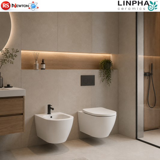 Sanitari Sospesi LINPHA MAGNOLIA Rimless Vaso WC Bagno Bidet Copri Water D.X