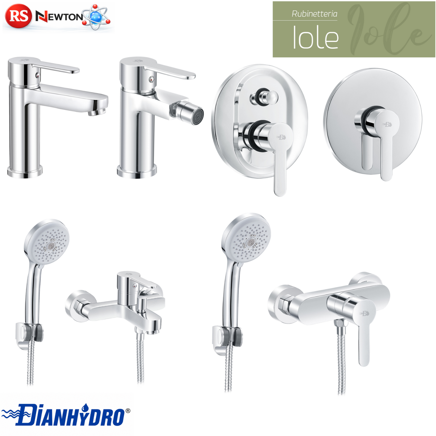 Rubinetto Miscelatore IOLE Bagno Lavabo Bidet Vasca Doccia Ottone Moderno D.X