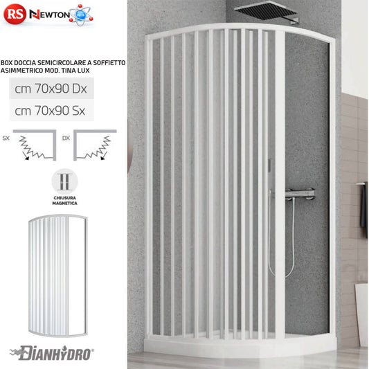 Cabina Box Doccia Pvc SEMI-CIRCOLARE Soffietto 70x90 Apertura Laterale SX o D.X