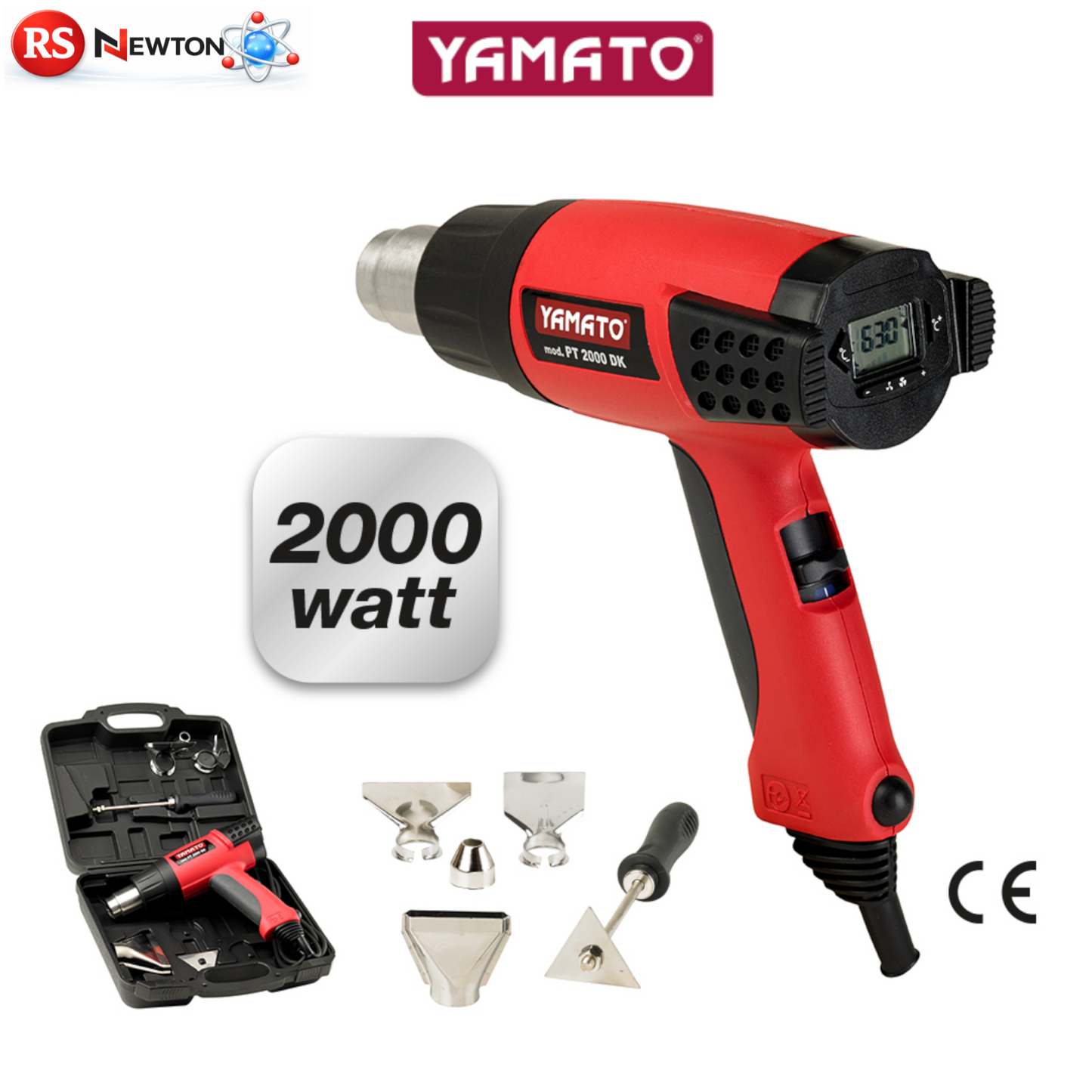 Pistola Termica Digitale 2000W 50-630°C Display LCD Sverniciatore Aria Calda VBS
