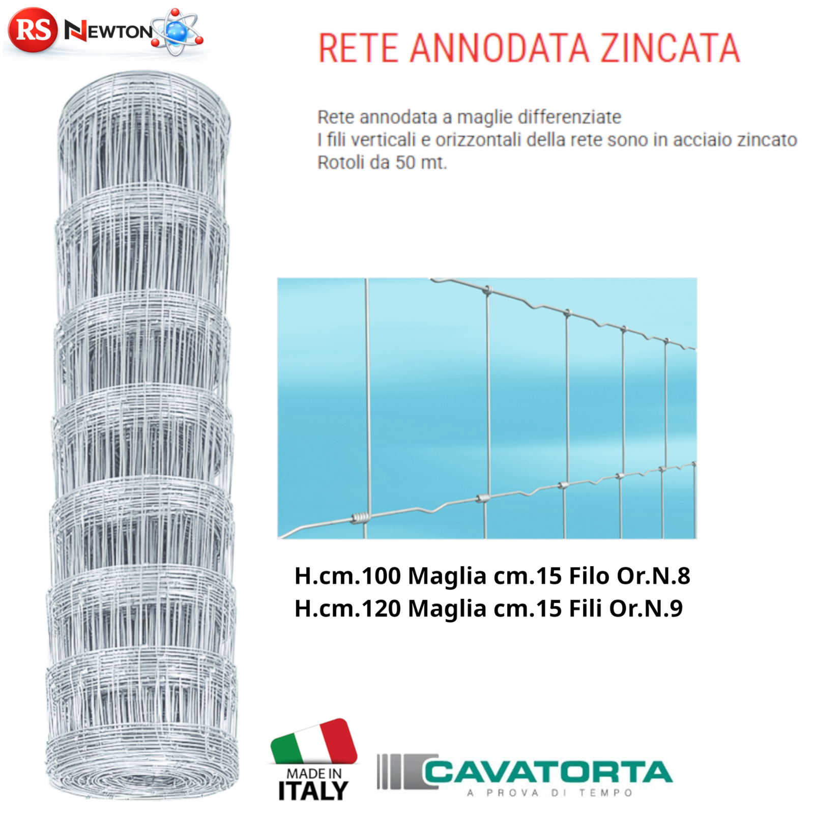 Rete Annodata Zincata 50 M Maglia 15cm Recinzione Agricola Alta Resistenza VBS