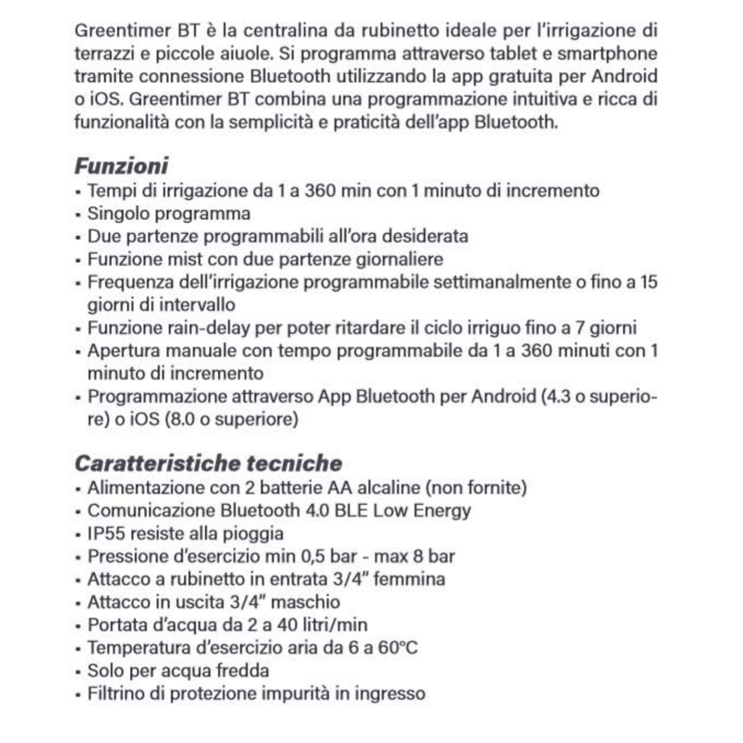Programmatore Bluetooth IRRITEC Greentimer BT Centralina Irrigazione Con App D.X