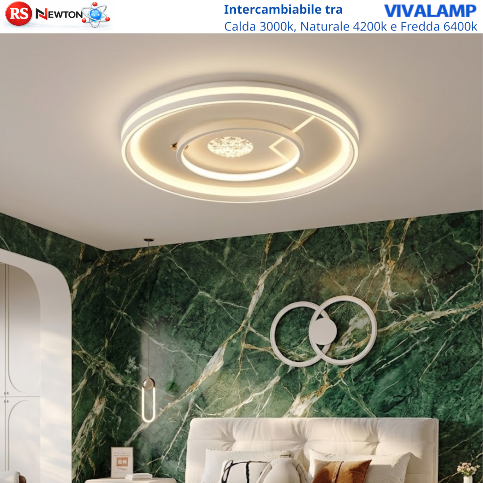 Plafoniera LED 72W Rotonda 6480Lm Switch 3000K 4200K 6400K Moderna Bianca V.L