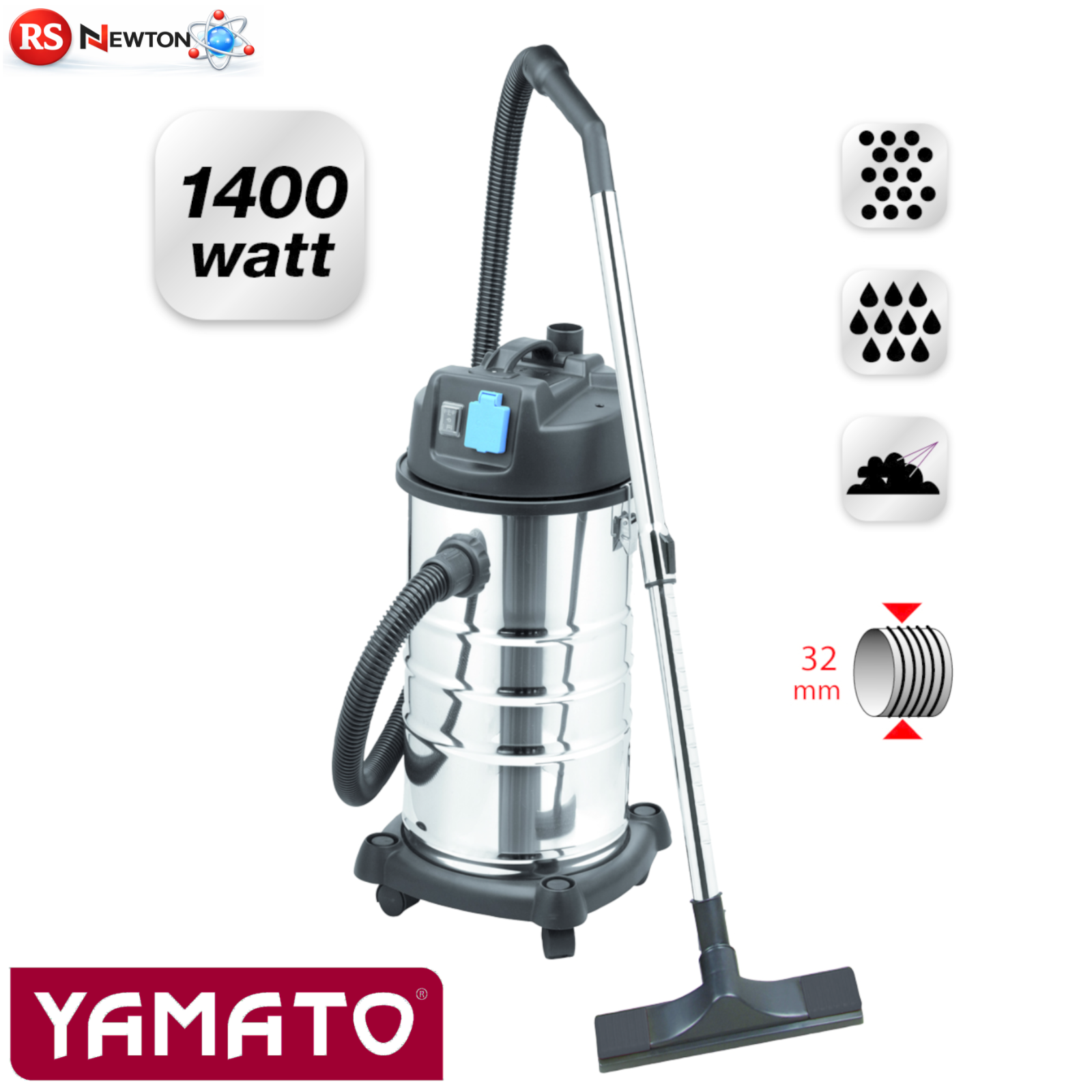 Bidone Aspiratutto Acciaio Inox 30L IDROASPIRATORE Per Liquidi Solidi 1400W VBS