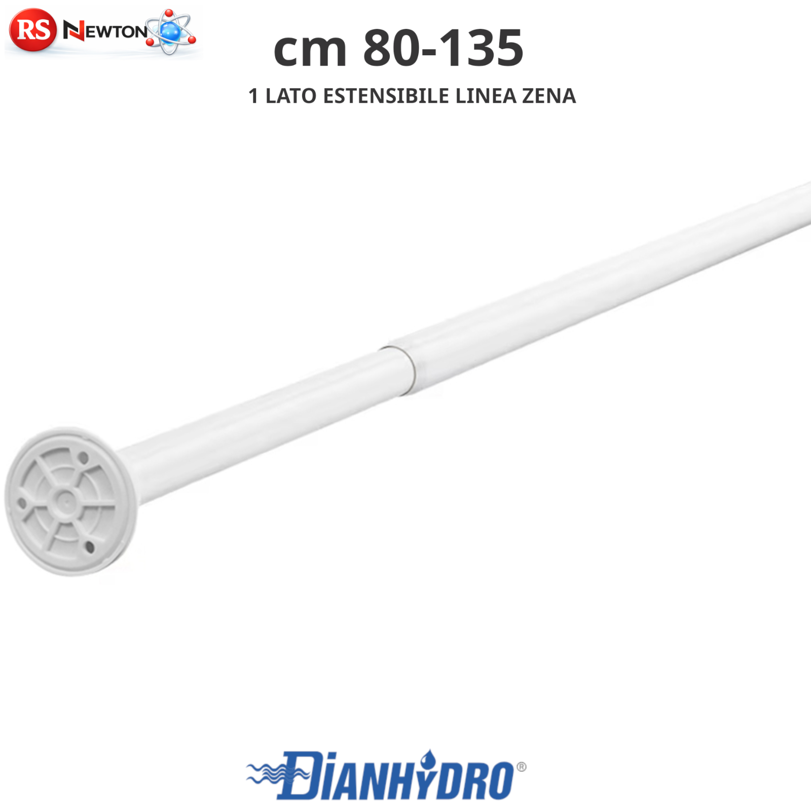 Bastone Tenda Doccia Allungabile Ad 1 Lato Con Ventose Asta in Alluminio D.X