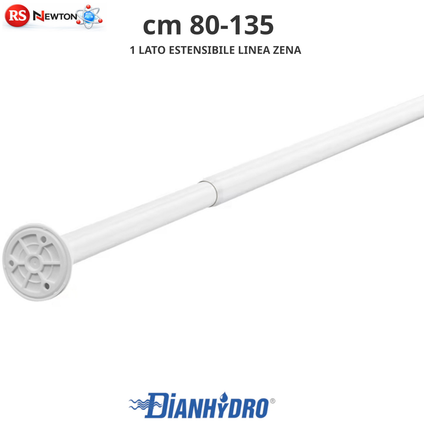 Bastone Tenda Doccia Allungabile Ad 1 Lato Con Ventose Asta in Alluminio D.X