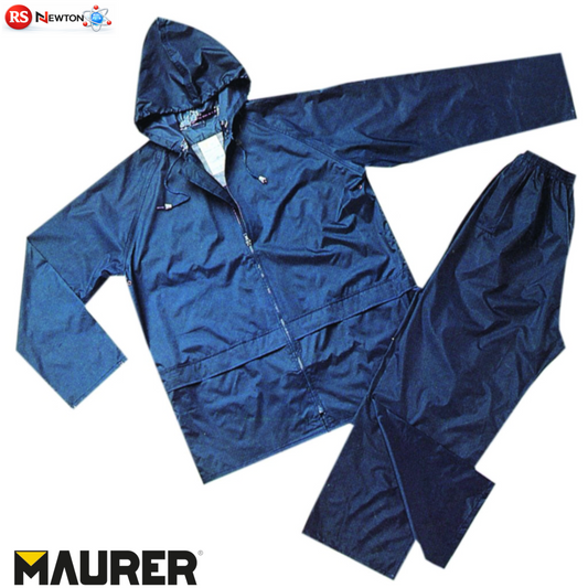 Tuta Impermeabile Maurer Blu Antistrappo PVC Giacca Pantaloni Cappuccio VBS