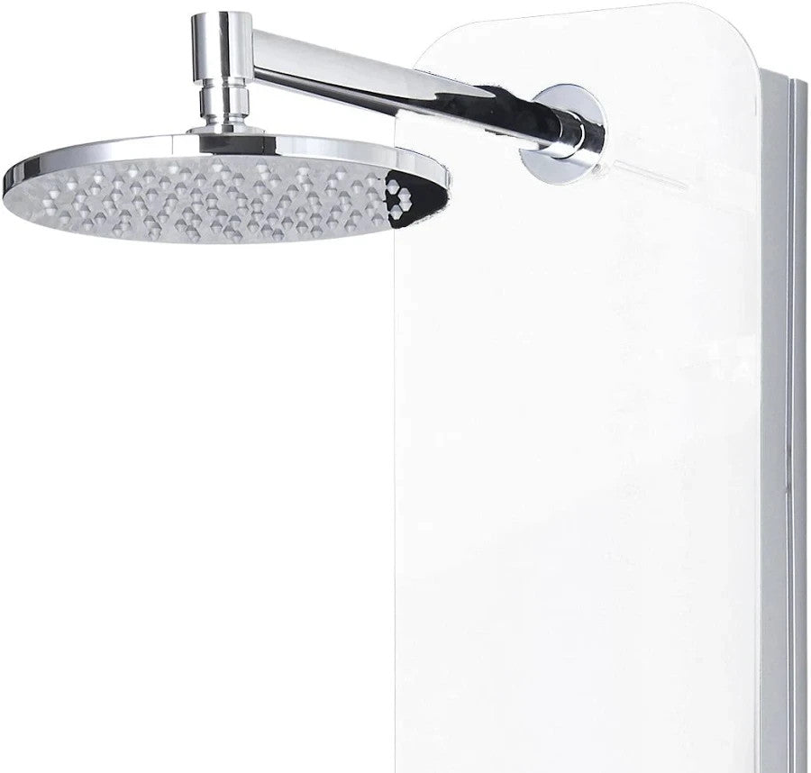 Colonna Pannello Doccia BALI in Vetro Temperato Bianco Lucido MULTIFUNZIONE D.X