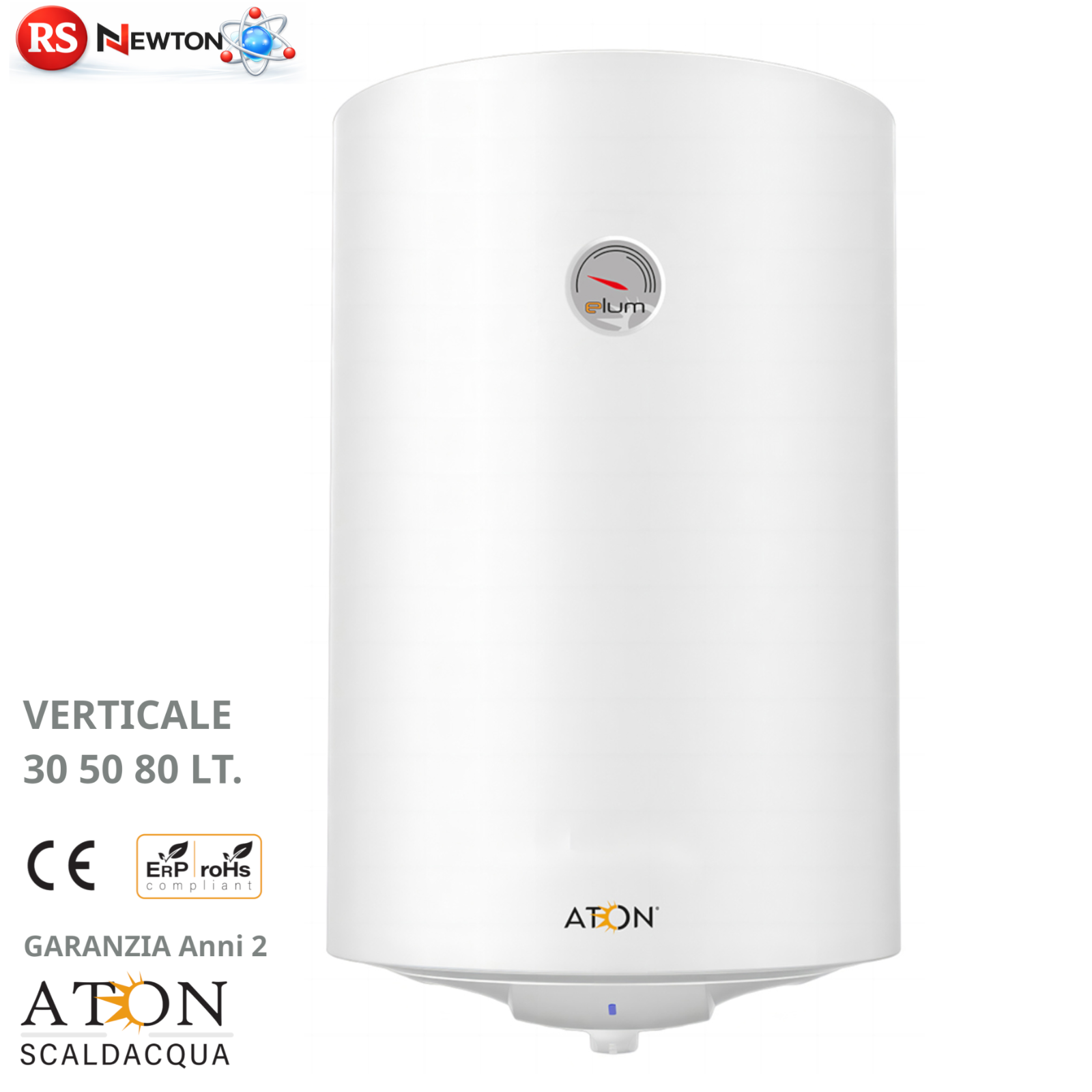 Boiler Elettrico ATON ELUM 30 50 80 L Scaldabagno Verticale Acqua Calda Casa D.X