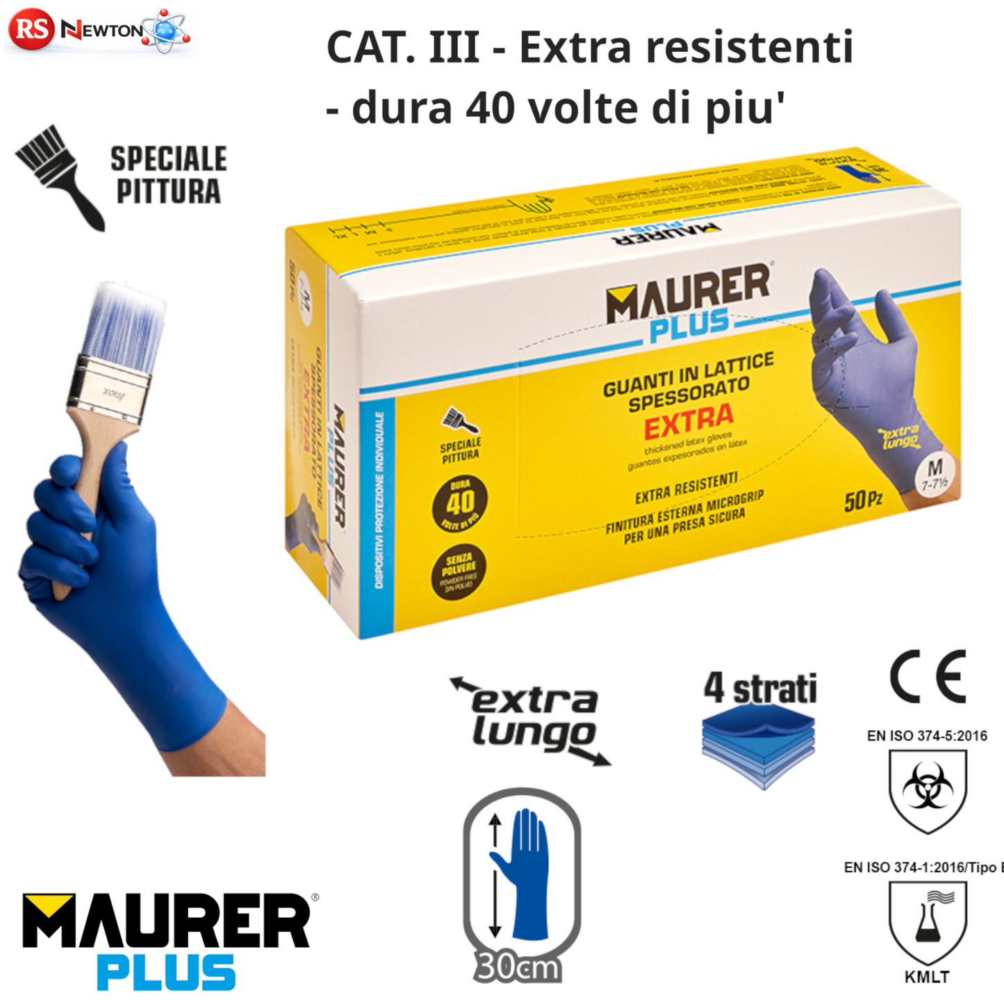 Guanti Lattice Alto Spessore Lavoro Pittura Extra Resistenti Microgrip 50Pz VBS