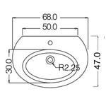 Lavabo Bagno 68cm e Semi Colonna LINPHA Lavandino Ceramica Monoforo Bianco D.X