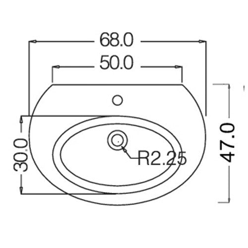 Lavabo Bagno 68cm e Semi Colonna LINPHA Lavandino Ceramica Monoforo Bianco D.X