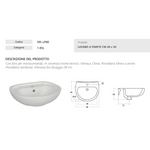 Lavabo a Parete 40x50 cm LINPHA Ceramica Foro Monocomando Moderno Bagno D.X