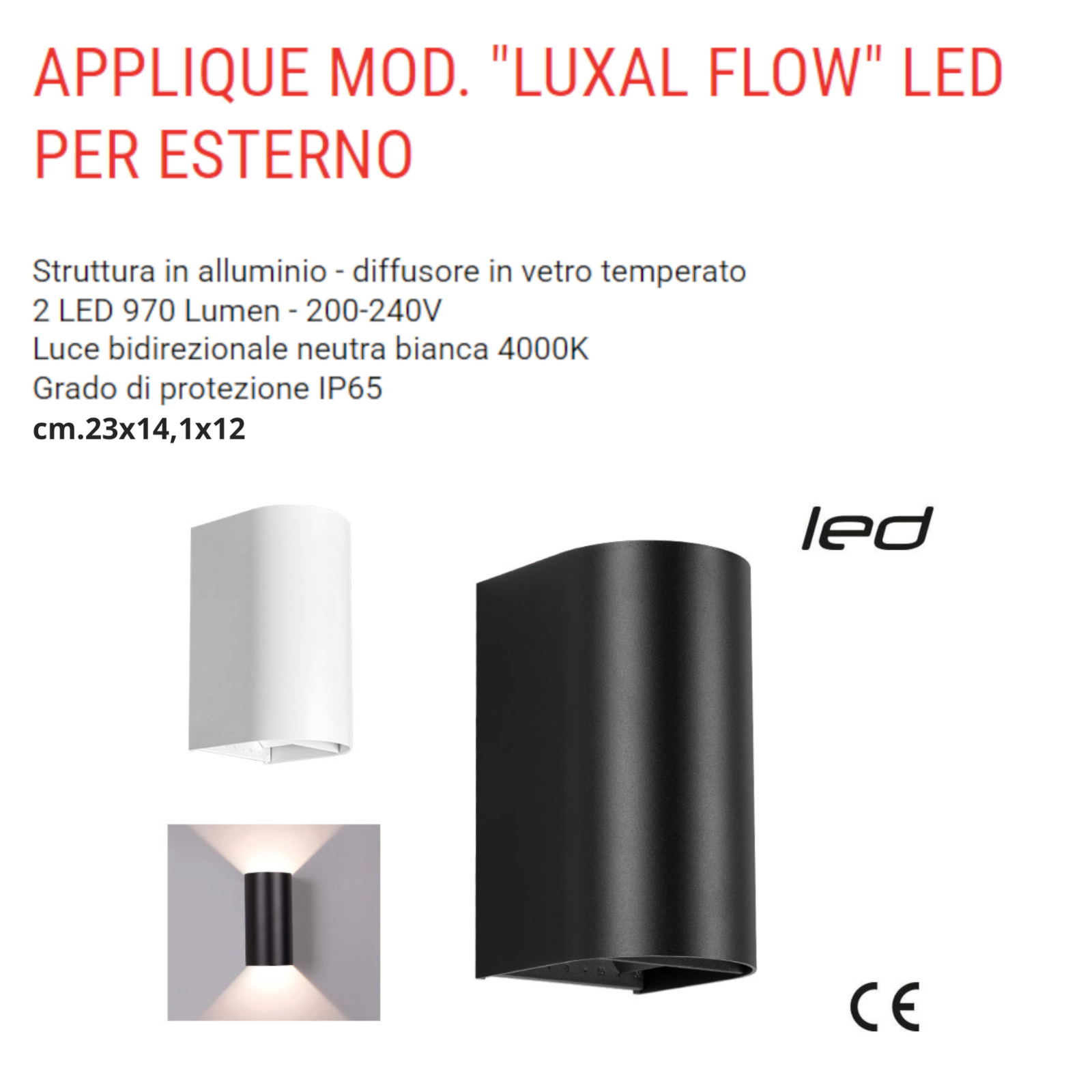 Plafoniera Led Esterno Faretto Luce a Parete Muro Lampada Applique Moderno VBS
