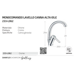 Miscelatore Rubinetto Lavello Cucina Canna Alta Ottone Cromato Serie IOLE D.X