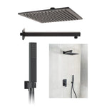 Set Doccia Completo Soffione Doccino Quadrato INOX 304 Nero Cromo Satinato D.X