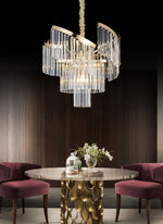 Lampadario Cristallo 12xG9 Moderno Elegante Lusso Sospensione Hotel Albergo V.L