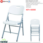 Sedia Pieghevole in HDPE Kit 4 Sedie Da Campeggio Casa Ufficio cm 45x50x88h G.F