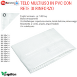 Telo Copritutto Multiuso Rinforzato PVC Trasparente Occhiellato Impermeabile VBS