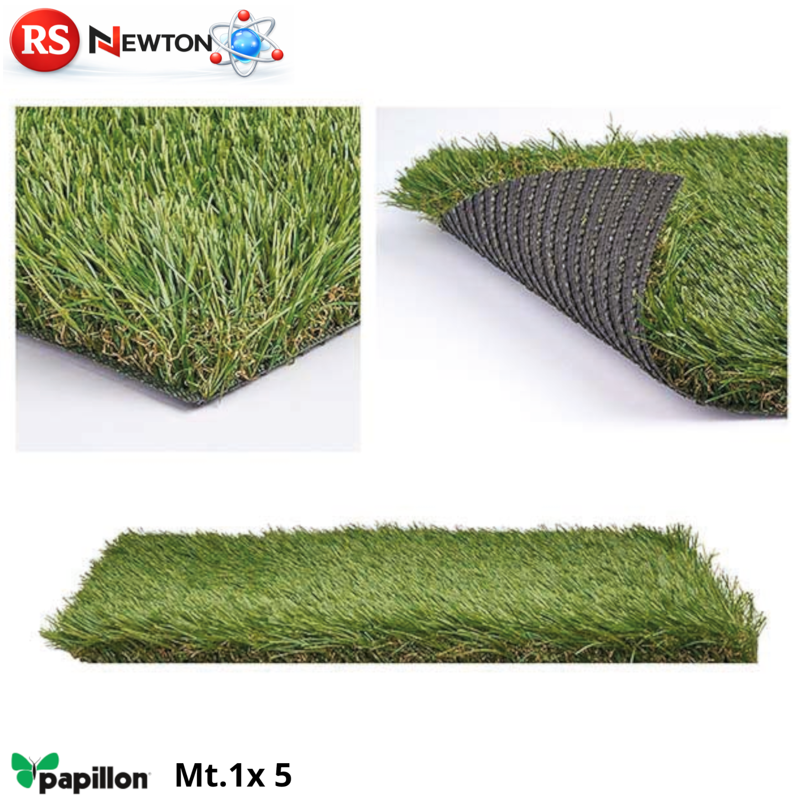 Prato Sintetico Verde Giallo 1 x 5 Metri H 52mm Antifiamma Erba Artificiale VBS