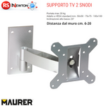 Supporto TV Universale Staffa Muro 2 Snodi Orientabile 20° VESA 50 75 100mm VBS