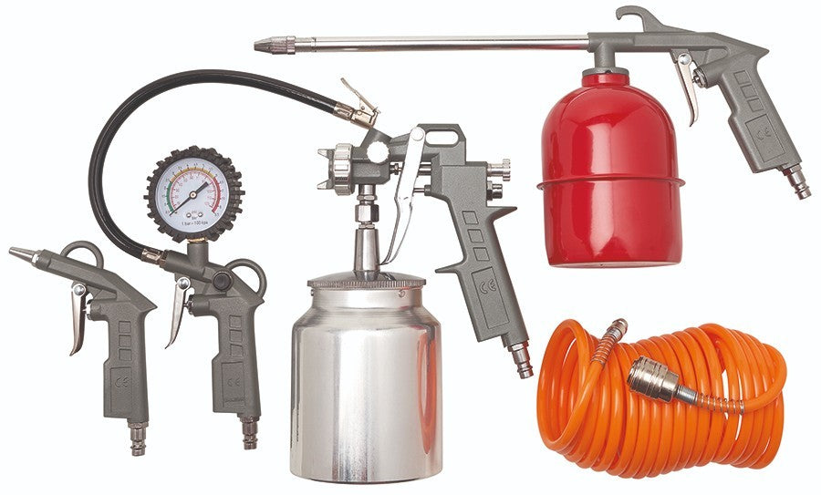 Kit Aria Compressa 5 Pezzi Pistole Soffiaggio Gonfiaggio Lavaggio Aerografo VBS