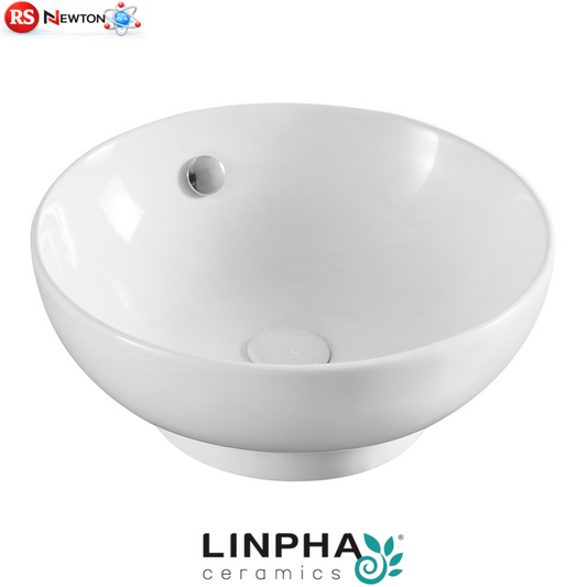 Lavabo Appoggio Bianco Ø41cm LINPHA in Ceramica con Troppo Pieno Moderno D.X