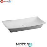 Lavabo Da Appoggio Rettangolare Bagno LINPHA 80x39,5 Ceramica Moderno Bianco D.X