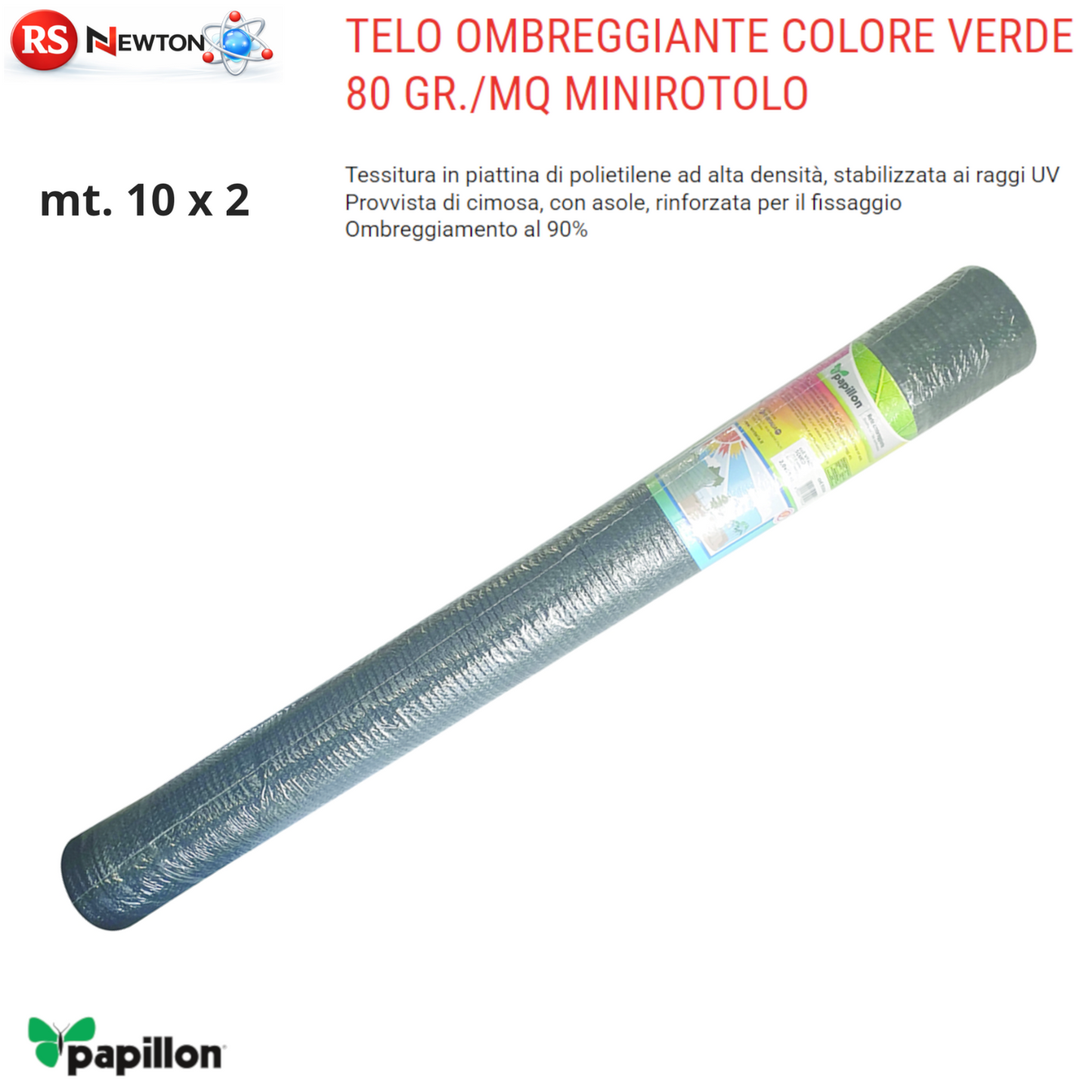 Telo Ombreggiante Verde 80g 10x2M 90% Ombra Rete Privacy Giardino Rinforzata VBS