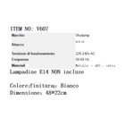 Plafoniera Soffitto Fiore Cristallo Bianco E14 5 Luci Bianca Elegante 48cm V.L