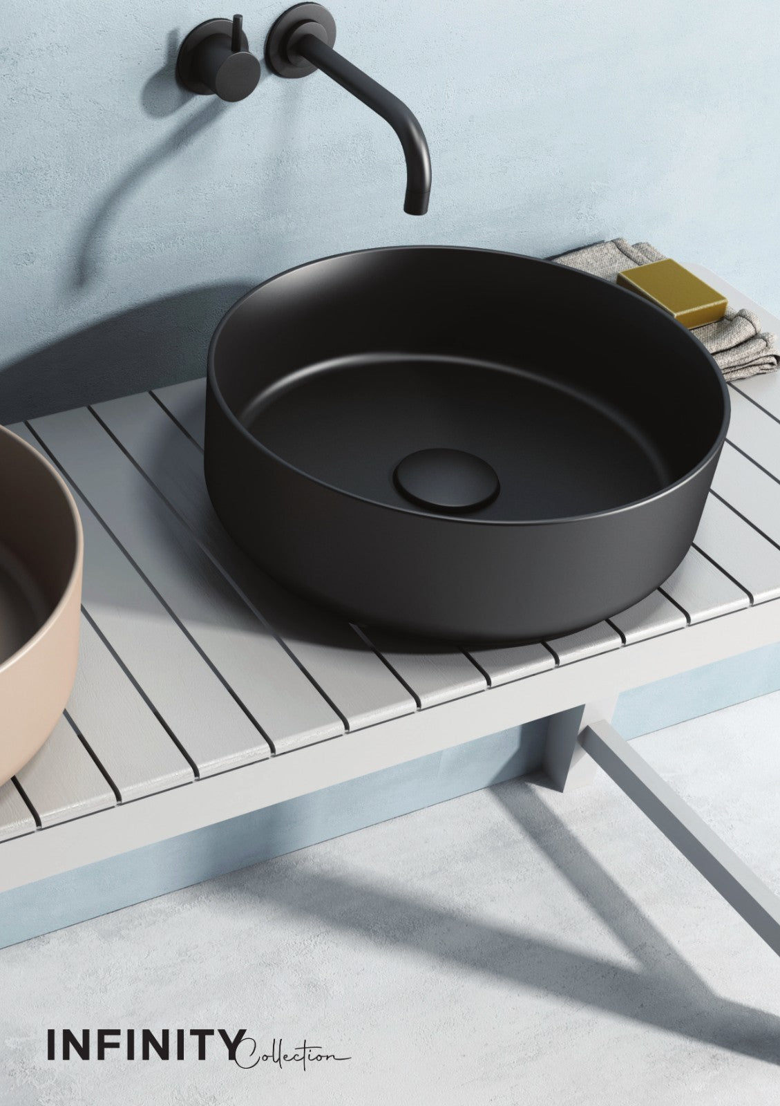 Lavabo Bagno Da Appoggio Rotondo NYMO Ø36cm Ceramica Moderno Ultra Sottile D.X