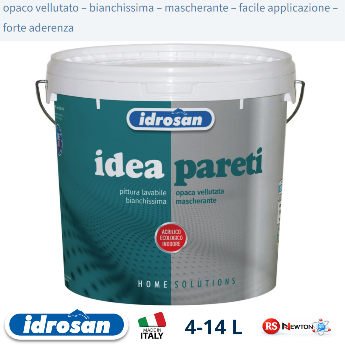 Idropittura Silossanica Lavabile Opaca Vellutata Bianca Mascherante 4 14 Lt I.D