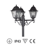 Lampione 3 Luci Lanterne CHARME Palo Telescopico H103-203cm Nero Giardino VBS