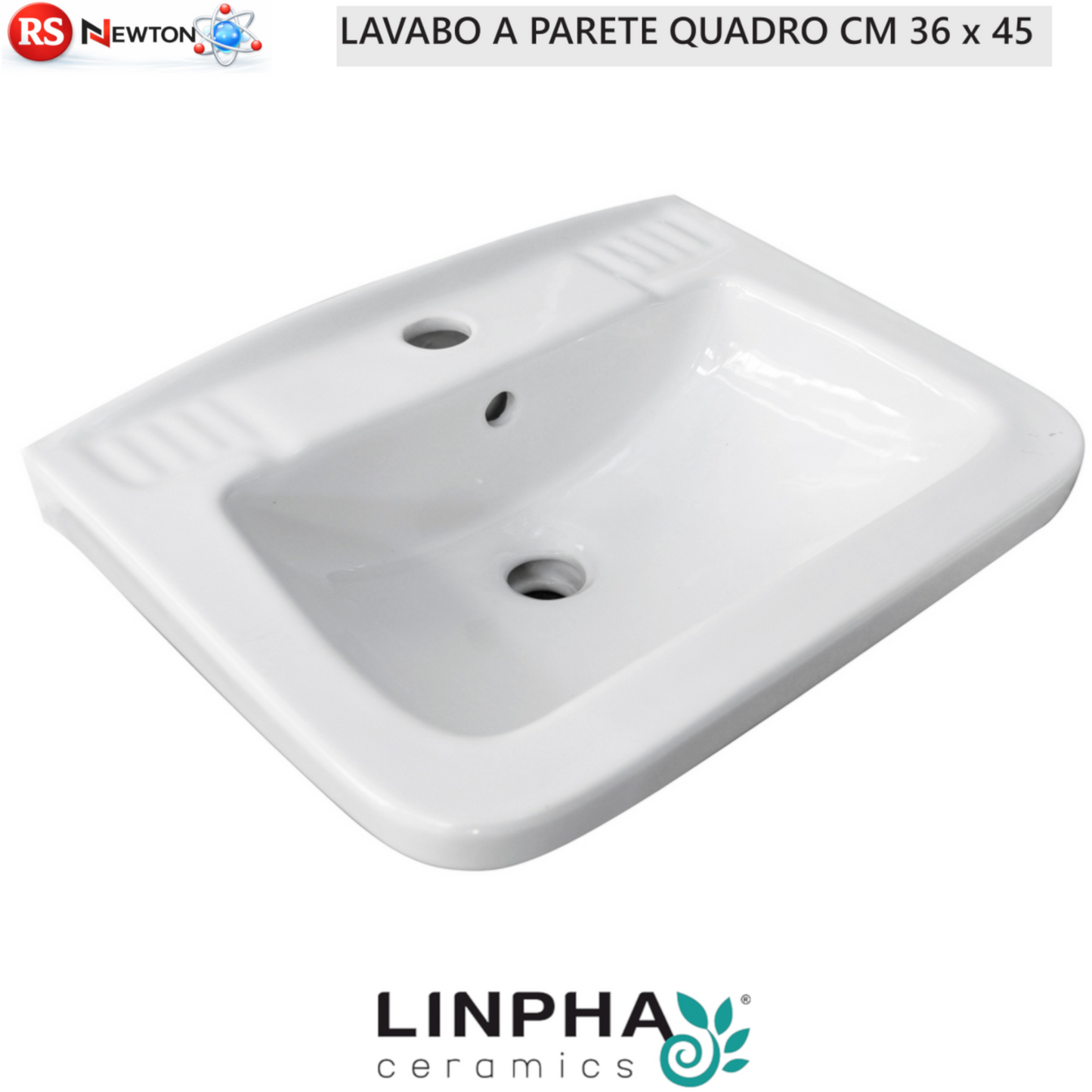 Lavabo a Parete Quadro Sospeso 36x45 cm Linpha Ceramica Bianco Bagno Moderno D.X