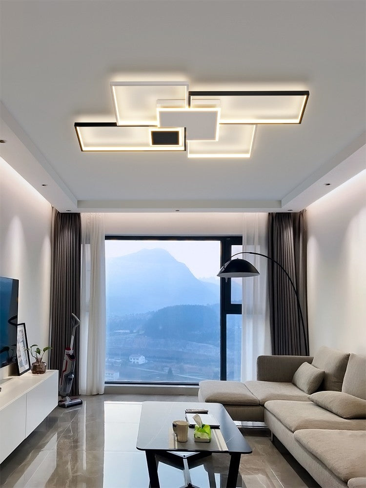 Plafoniera LED Moderna 186W Dimmerabile Telecomando Lampadario Bianco Nero V.L