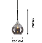 Lampadario Sospeso Sfera Vetro 25cm E27 Sospensione Moderna Globo Elegante V.L