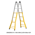 Scala Telescopica Acciaio Professionale 4+4 / 5+5 Multiuso 125Kg Certificata VBS