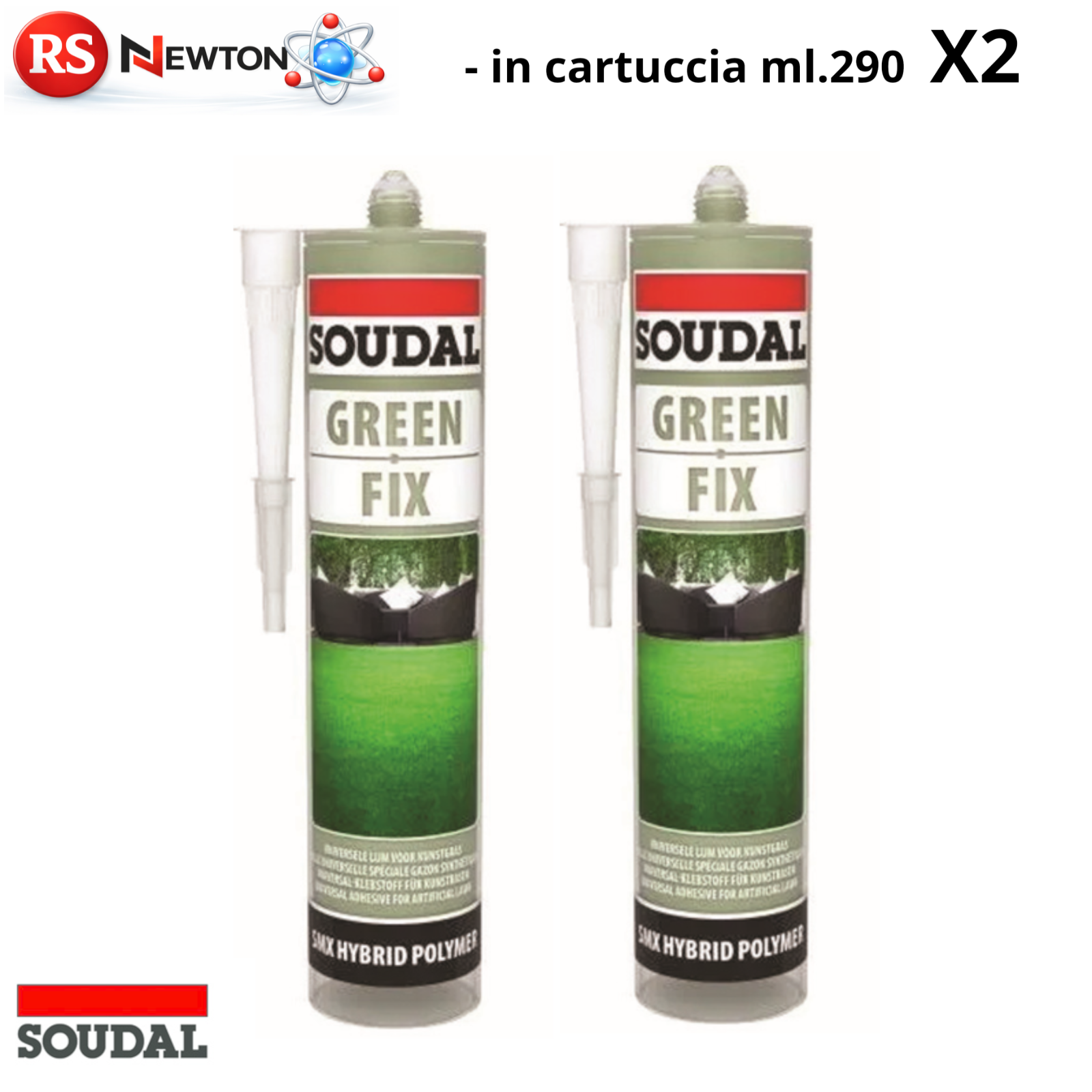 Colla Per Prato Sintetico SOUDAL 290ml X2 GREEN FIX Verde Erba Sintetica G.F