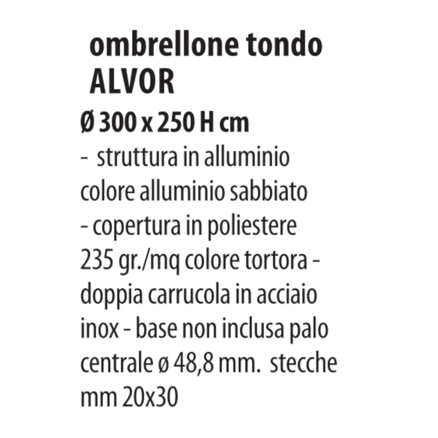 Ombrellone Tondo 3M Giardino Patio in Alluminio Antivento Doppia Carrucola VBS