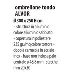 Ombrellone Tondo 3M Giardino Patio in Alluminio Antivento Doppia Carrucola VBS