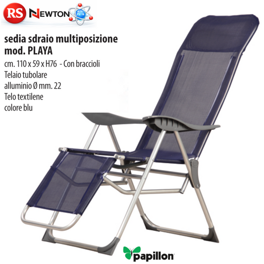Sedia Reclinabile Alluminio BLU Sdraio Sole Relax Pieghevole 5 Posizioni VBS