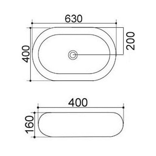 Lavabo Da Appoggio Bagno LINPHA 63x40cm in Ceramica Design Moderno Ovale D.X