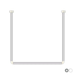 Bastone Per Tenda Doccia Vasca Bagno Universale Angolare Aste Cromo Bianco D.X