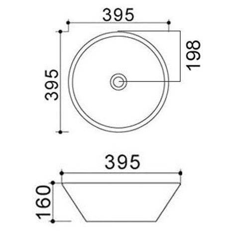 Lavabo Da Appoggio Bagno a Cono 39,5 cm Linpha Ceramica con Troppo Pieno D.X