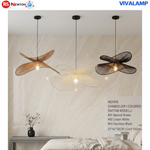 Lampadario Rattan E27 Sospensione Vintage Moderno Cavo Regolabile 52cm V.L