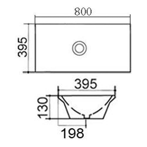 Lavabo Da Appoggio Rettangolare Bagno LINPHA 80x39,5 Ceramica Moderno Bianco D.X