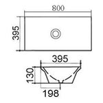 Lavabo Da Appoggio Rettangolare Bagno LINPHA 80x39,5 Ceramica Moderno Bianco D.X