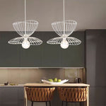 Lampadario E27 Doppio Uso Metallo Bianco Nero Sospensione Regolabile Bar V.L