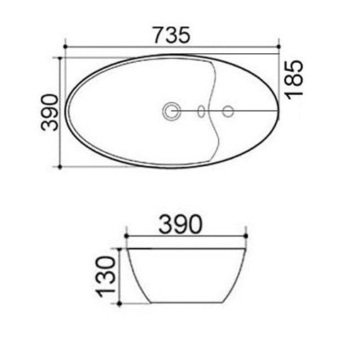 Lavabo da Appoggio 73,5x39cm LINPHA in Ceramica Bagno Moderno Elegante Blanc D.X