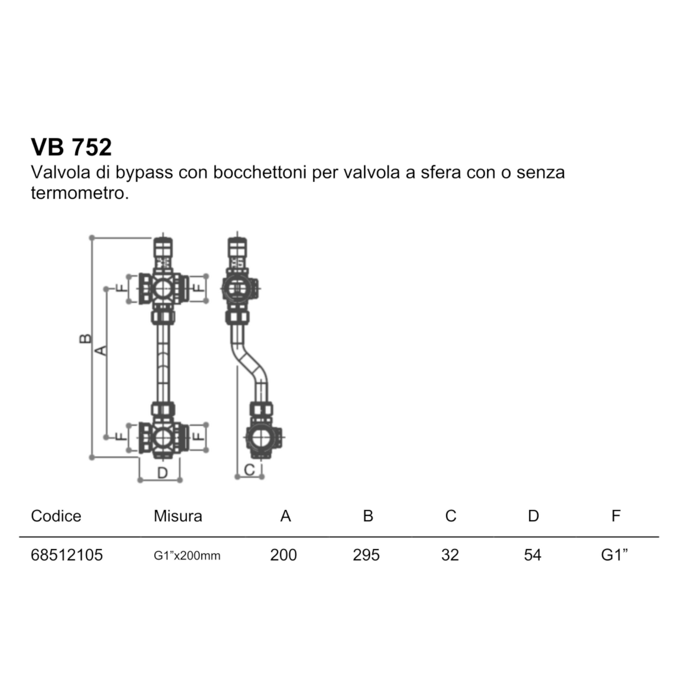 Valvola Bypass Differenziale Aton 1x200mm per Collettori Protezione Pompa CD D.X